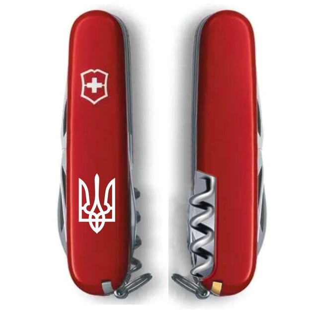 Складаний ніж Victorinox CAMPER UKRAINE Тризуб білий. 1.3613_T0010u - зображення 2