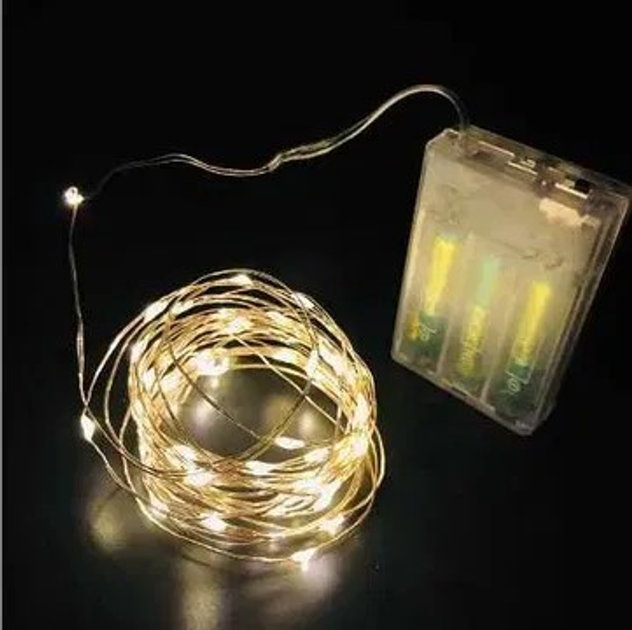 Світлодіодна гірлянда нитка "Роса" 30 LED 3м на батарейках теплий білий ...