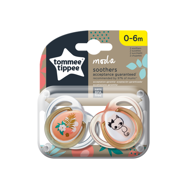 Ортодонтическая пустышка Tommee Tippee Мода для девочек 0-6 мес 2 шт (5010415333865) - Фото 2 Ортодонтическая пустышка Tommee Tippee Мода для девочек 0-6 мес 2 шт (5010415333865) - изображение 2