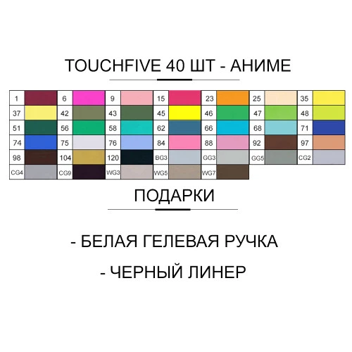 Набір двосторонніх скетч маркерів Touchfive 40 шт - Аніме Маркери для малювання - Фото 2 Набір двосторонніх скетч маркерів Touchfive 40 шт - Аніме Маркери для малювання - зображення 2