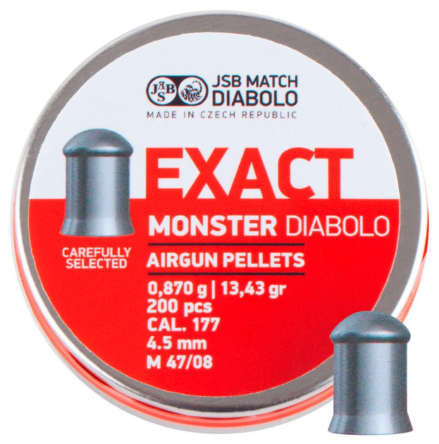 Пули JSB Diabolo Exact Monster пневматические 4.52 мм 0.87 г 200 шт (00-00001758) - изображение 1