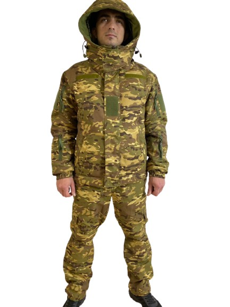 Тактическая зимняя теплая военная форма, комплект бушлат + штаны, мультикам, размер 46-48 - изображение 1
