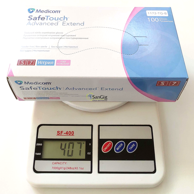Нітрилові рукавички Medicom SafeTouch Extend Pink, щільність 3.5 г. - рожеві (100 шт) S (6-7) - изображение 2