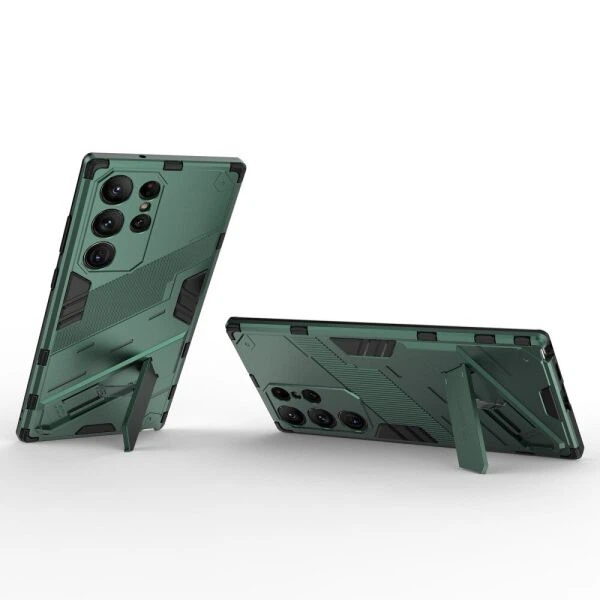 Защитный чехол с подставкой Deexe Bibercas для Samsung Galaxy S23 Ultra - Green - изображение 3