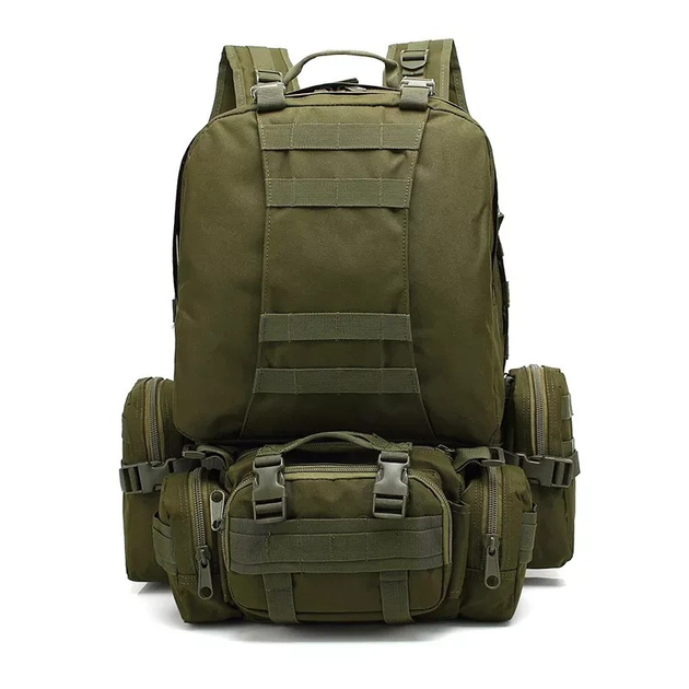 Рюкзак тактический FG Зеленый 52 л с системой подвески Molle + 3 съемные подсумки - изображение 2