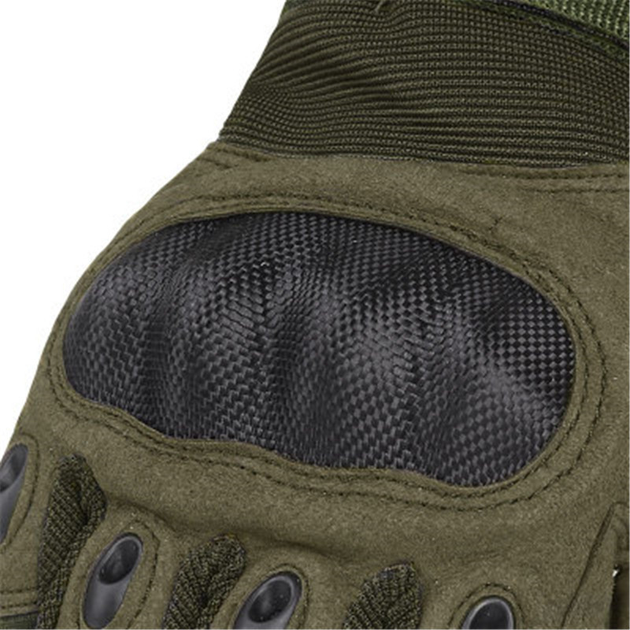 Рукавички тактичні FG FQ20T001 Зелений M повнопалі із захистом на кісточках + сенсорні нашивки - зображення 2