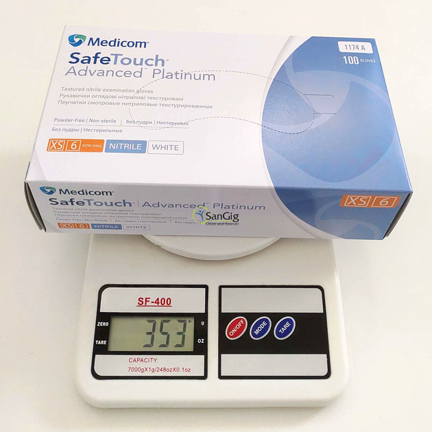 Рукавички нітрилові Medicom SafeTouch Platinum White, щільність 3.8 г. - білі (100 шт) XS (5-6) - зображення 2