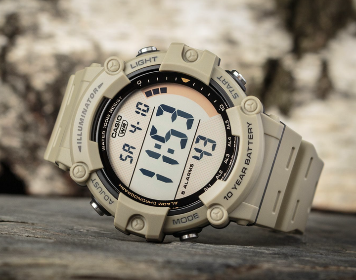 Мужские наручные часы Casio AE-1500WH-5AVEF Бежевые с серо-черным - Фото 4 Мужские наручные часы Casio AE-1500WH-5AVEF Бежевые с серо-черным - изображение 4