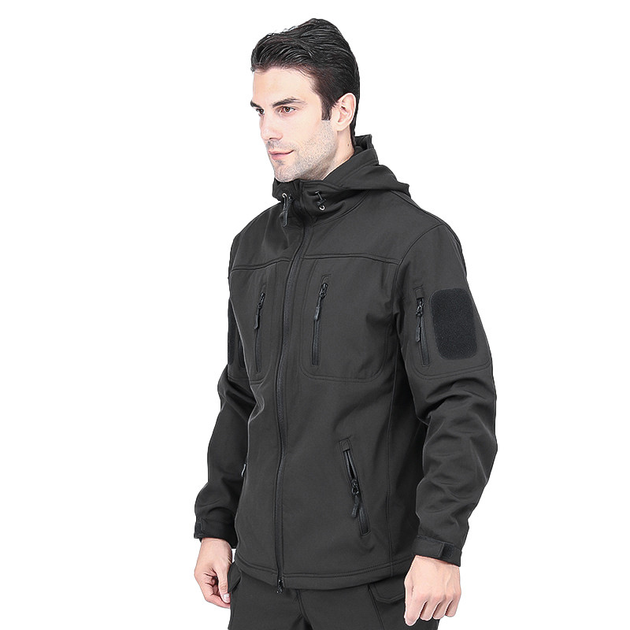 Тактическая куртка Lesko A013 Black 2XL уличная флисовая водонепроницаемая осень-зима TK_2359 - изображение 1