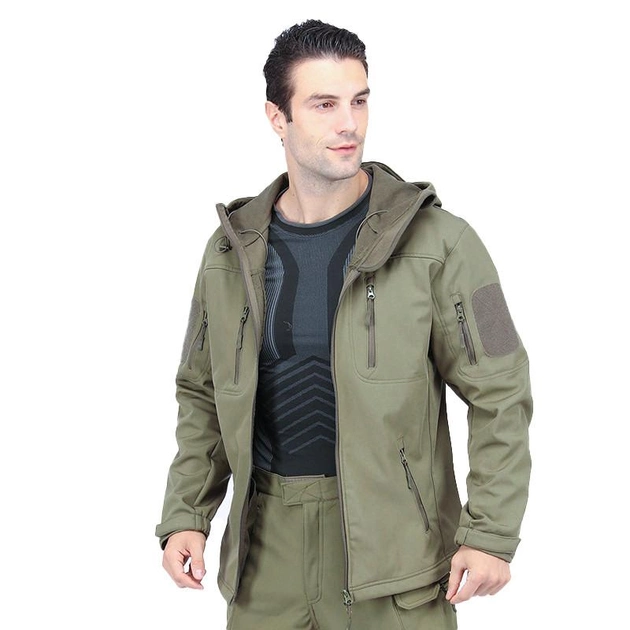 Тактична куртка Lesko A013 Green 3XL утеплена вологовідштовхувальна куртка з липучками для каптуру TK_2359 - зображення 2