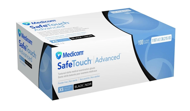 Нитриловые перчатки S (6-7) черные Medicom SafeTouch Advanced Black - изображение 2