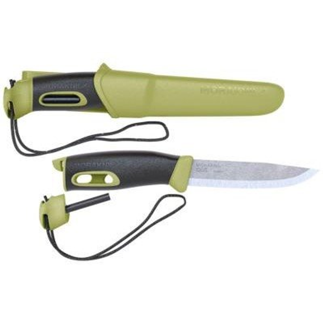Нож с огнивом и ножнами Morakniv Companion Spark, зеленый - зображення 1