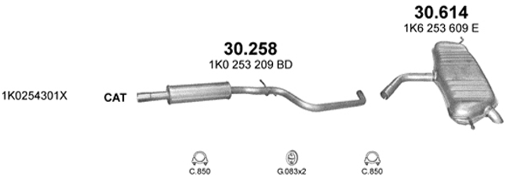 Резонатор POLMO Volkswagen Golf V 1.4i 16V, 1.4 FSi, Golf V Plus 1.4 16V, 1.4 FSI Polmostrow (30.258) (Polmo-30.258) - изображение 2