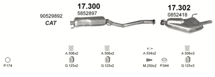 Резонатор POLMO Opel Vectra B 2.0Di 16V TD 11/96-04/00 Polmostrow (17.300) (Polmo-17.300) - зображення 2