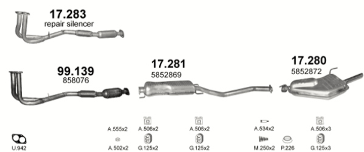 Заменитель катализатора POLMO Polmostrow (17.283) - (Opel Vectra B 1.8/2.0 16V 10/95-09/00) (Polmo-17.283) - изображение 2