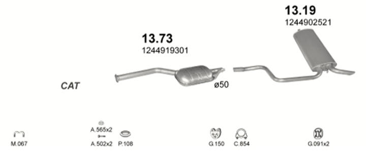 Глушник POLMO Mercedes W124 85-93 200T-250TD 2.0/2.3/2.5 kombi Polmostrow (13.19) (Polmo-13.19) - зображення 2