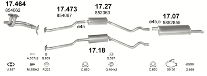 Резонатор POLMO Opel Kadett10/84-91 1.3N/S/SR Polmostrow (17.18) (Polmo-17.18) - зображення 2