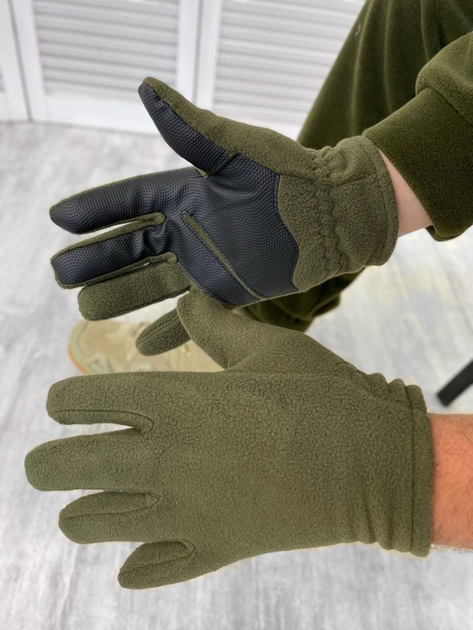 Тактичні рукавички флісові Olive XL - зображення 1