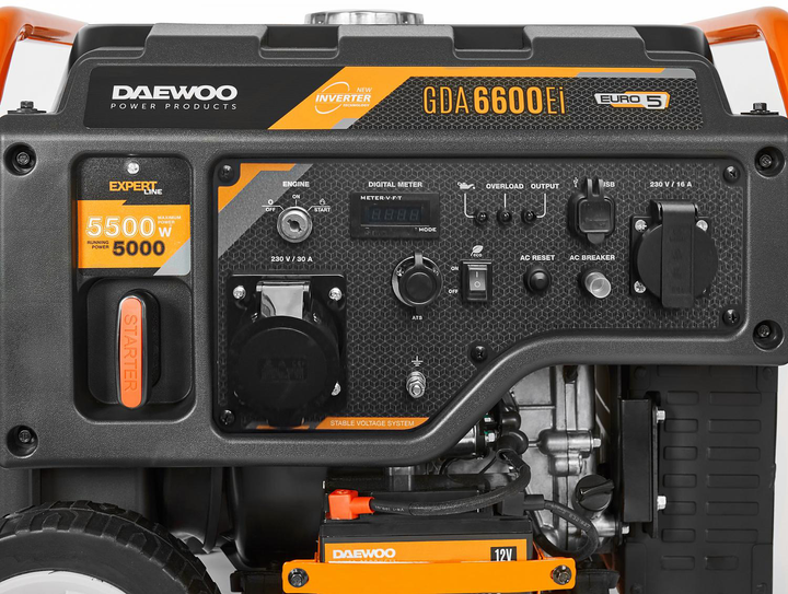 Інверторний генератор бензиновий Daewoo GDA6600Ei 5/5.5 кВт електричний пуск - зображення 4