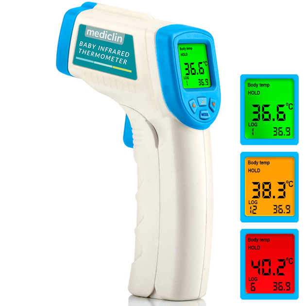 Безконтактний інфрачервоний термометр медичний Mediclin Блакитний - зображення 1
