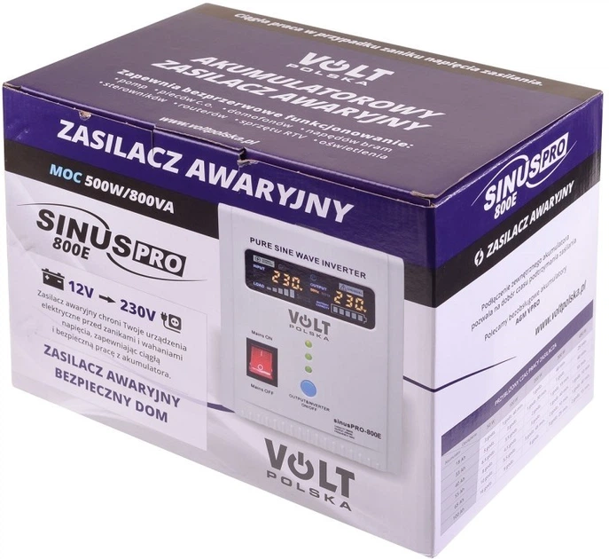 UPS Volt Polska SINUS PRO 800 E 12/230V 500/800W (3SP080012E) - obraz 5