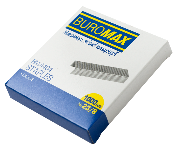Скобы для степлера №23/8 Buromax Люкс 1000шт (BM.4404) - Фото 1 Скобы для степлера №23/8 Buromax Люкс 1000шт (BM.4404) - изображение 1