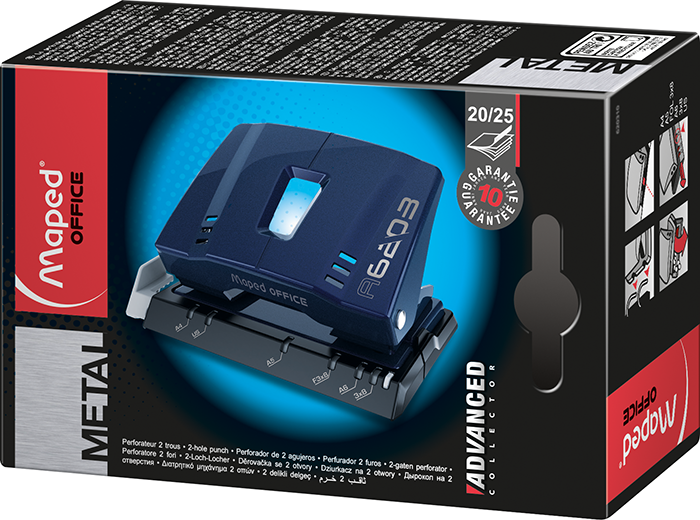 Дырокол металлический ADVANCED METAL, 20/25л., синий металлик - изображение 2