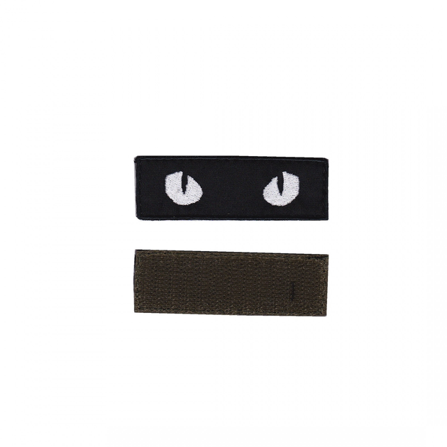 Шеврон патч нашивка на липучці білі очі на чорному фоні (не світяться), 2,5см*8см, Світлана-К - зображення 1