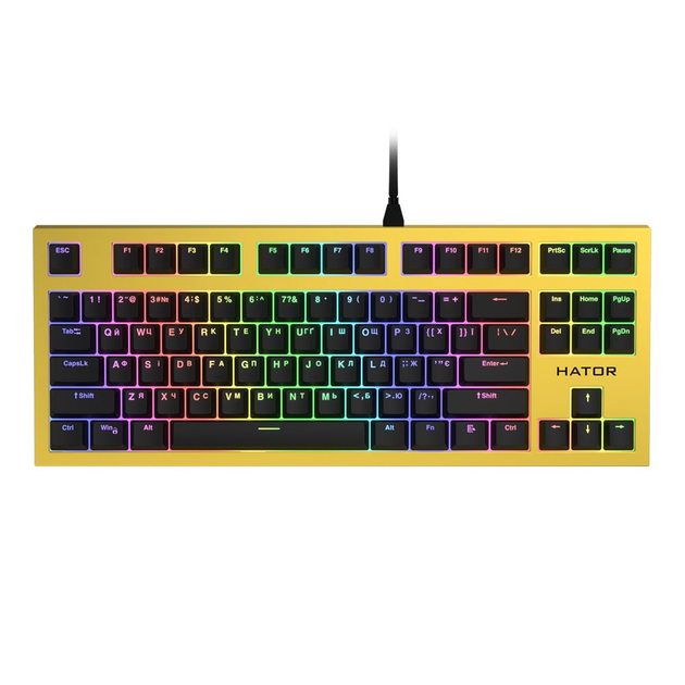 Клавіатура Hator Skyfall TKL Pro ENG/UKR/RUS (HTK-657) Yellow – низькі ...