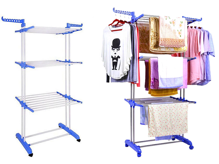 Підлогова сушарка для білизни та одягу вертикальна на колесах Garment Rack (TW-116) - зображення 3