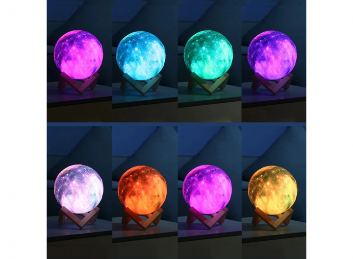 Улучшенный настольный светильник Луна 3D Moon Night Light Космос ПУЛЬТ + 16 цветов ночник - изображение 10