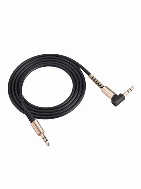 Перехідник AUX на AUX 90° з пружиной (mini-jack 3.5мм) | 0.9м - зображення 2