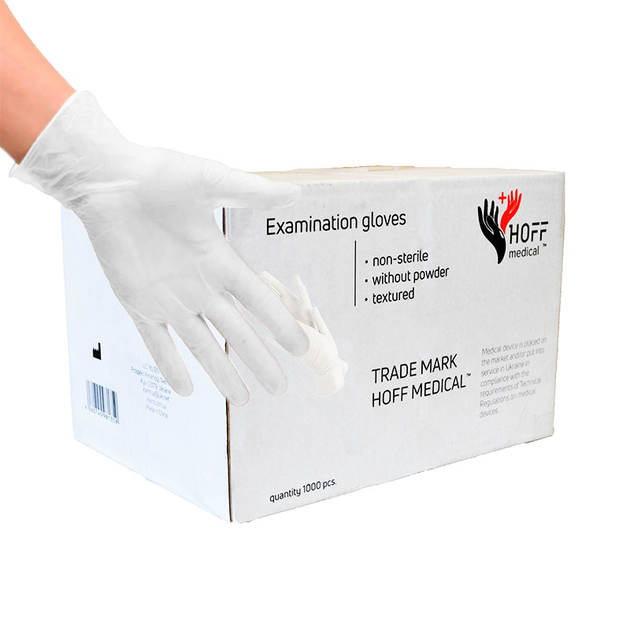 Перчатки латексные HOFF MEDICAL припудренные (10 упаковок/коробка) нестерильные размер M - изображение 1