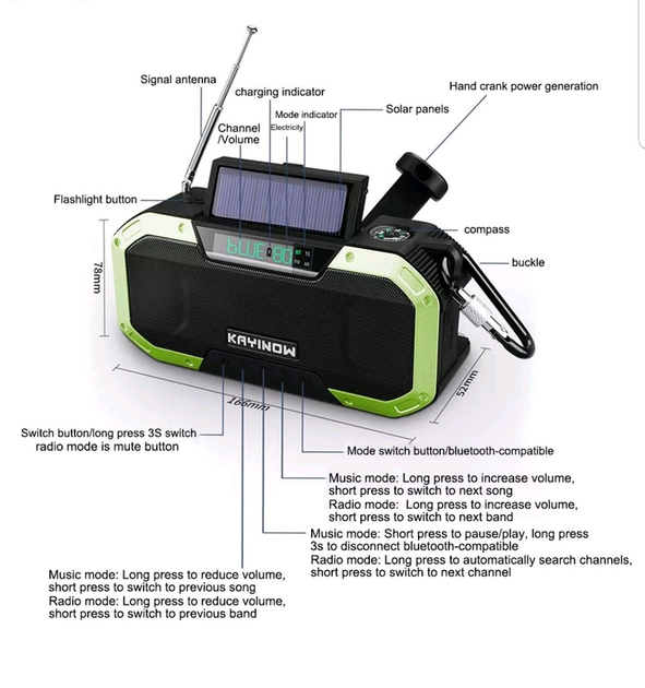 Портативный Всеволновой Аварийный Радиоприемник (радио) + фонарь и павер 5000mAh Kayinow - изображение 5