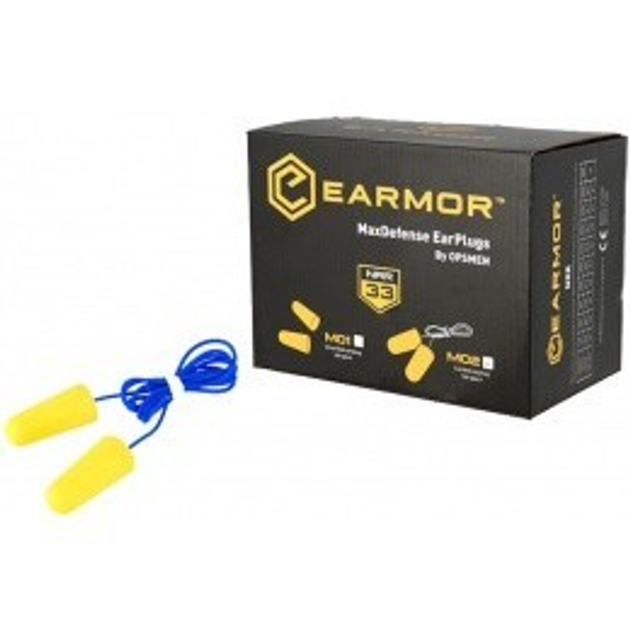 Пенные беруши вкладыши для шумоподавления Earmor MaxDefense Foam EarPlugs - M02 - Упаковка 100 шт. 33дБ - изображение 1