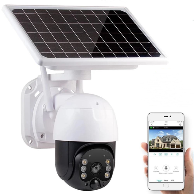 Камера видеонаблюдения уличная c солнечной панелью WIFI Solar Camera ICSEE 3MP FHD-Contains SIX 18650 Бело-черный - Фото 1 Камера видеонаблюдения уличная c солнечной панелью WIFI Solar Camera ICSEE 3MP FHD-Contains SIX 18650 Бело-черный - изображение 1