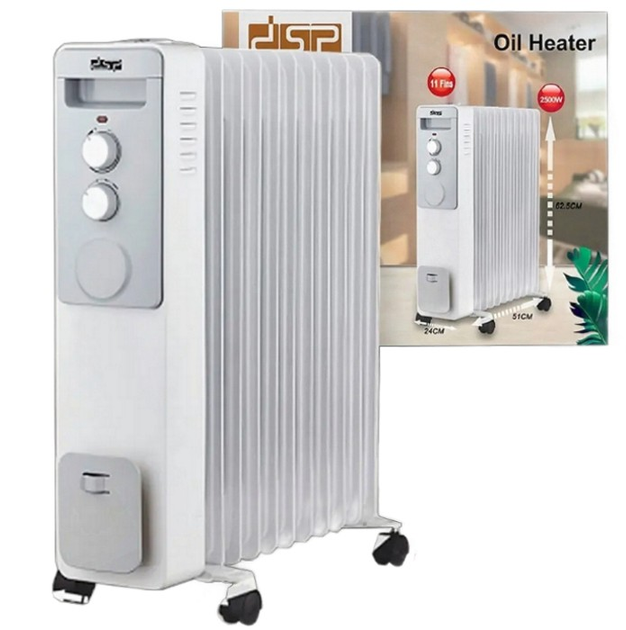 Обогреватель масляный DSP KD-3022 2500BT, мощный радиаторный обогреватель на 11 секций - изображение 1