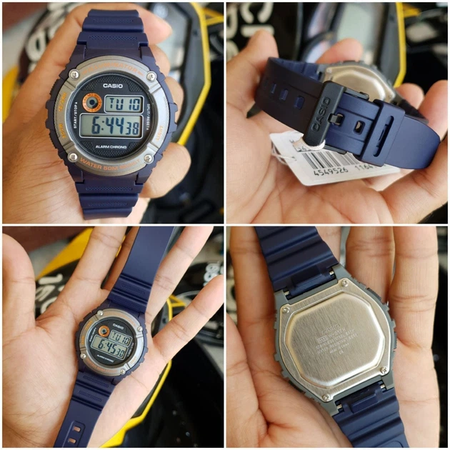 Наручний годинник Casio W-216H-2BVDF круглі Сині з помаранчевим - зображення 4