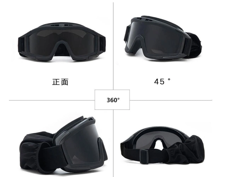 Окуляри тактичні маска зі змінними лінзами Combat GoogleTac Чорний - зображення 1