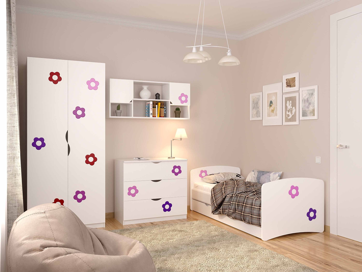 Спальня детская MDF FLY Цветы Viorina-Deko Белый (односпальная кровать ...
