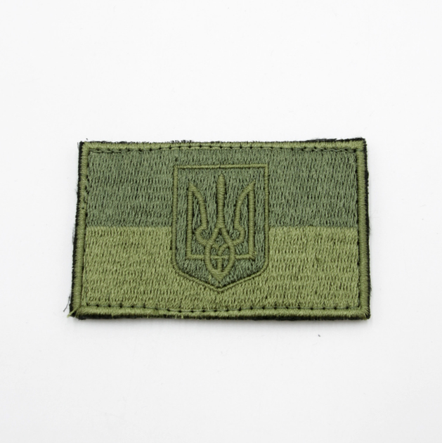 Шеврон з гербом України олива 8см*5см, польовий шеврон прапор хакі, тактичний шеврон/нашивка з липучкою ЗСУ - зображення 1