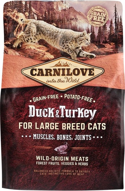 Сухий корм для дорослих кішок великих порід Carnilove Cat Duck&Turkey Large Breed 2 кг (8595602512768) - зображення 2