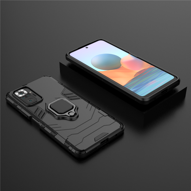 Чохол Iron Ring для Xiaomi Redmi Note 10 Pro захисний бампер з підставкою Black - Фото 6 Чохол Iron Ring для Xiaomi Redmi Note 10 Pro захисний бампер з підставкою Black - зображення 6