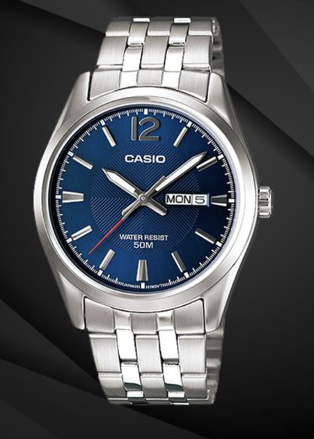 Наручные часы с тройной пряжкой Casio MTP-1335D-2AVDF Синие с серебристым - изображение 3