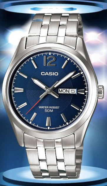 Наручные часы с тройной пряжкой Casio MTP-1335D-2AVDF Синие с серебристым - изображение 4