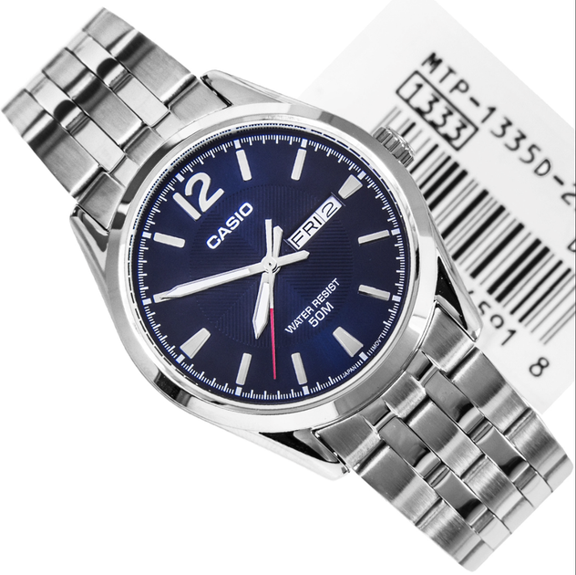 Наручные часы с тройной пряжкой Casio MTP-1335D-2AVDF Синие с серебристым - изображение 6