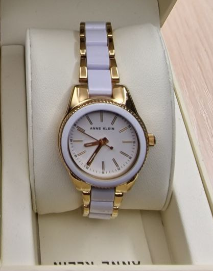 Женские наручные часы со стильным дизайном ANNE KLEIN AK/3212WTGB Золото\Белый - изображение 5