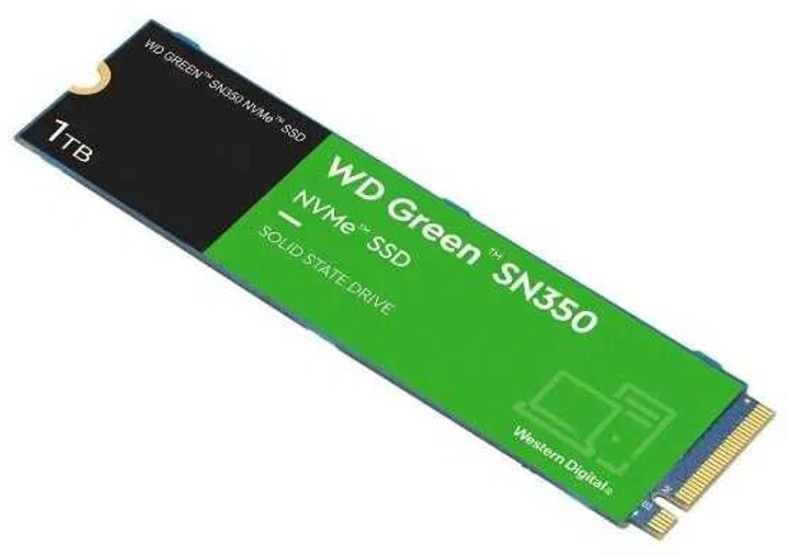 Western Digital Green SN350 1TB NVMe M.2 2280 PCIe 3.0 x4 3D NAND QLC (WDS100T3G0C) - изображение 2