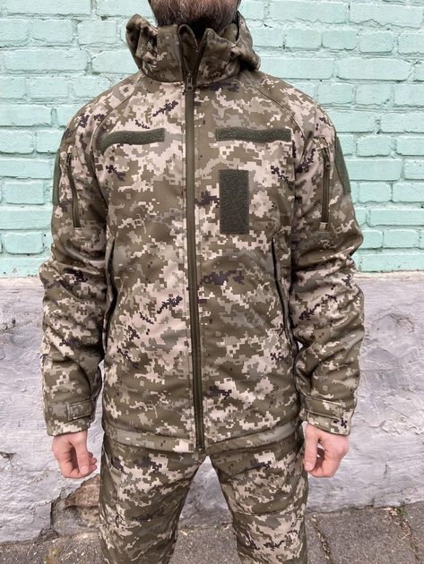 Куртка військова тактична утеплена Софтшелл Піксель (-30С) 56-58 - зображення 1