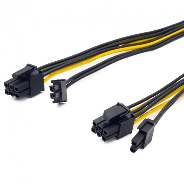 Кабель питания для видеокарт Molex 18 см U&P 8 pin - 2 x 8 (6+2) pin 0.2 м Black/Yellow - Фото 3 Кабель питания для видеокарт Molex 18 см U&P 8 pin - 2 x 8 (6+2) pin 0.2 м Black/Yellow - изображение 3